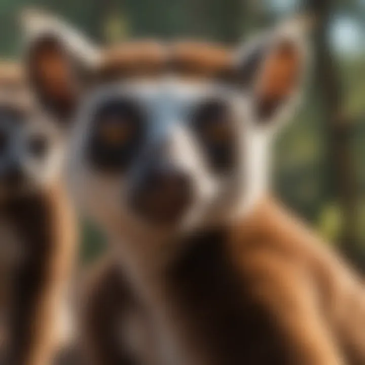 A close-up of endemic lemurs in their natural habitat