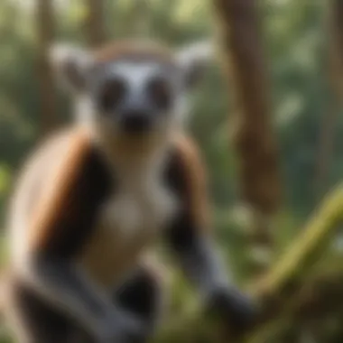 Enchanting Lemurs in Madagascar's Rainforest Lemurs frolicking in Madagascar's lush rainforest