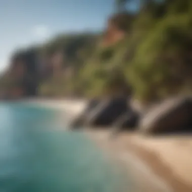 Madagascar's Pristine Coastline A scenic landscape of Madagascar's coastline with its pristine beaches and turquoise waters.