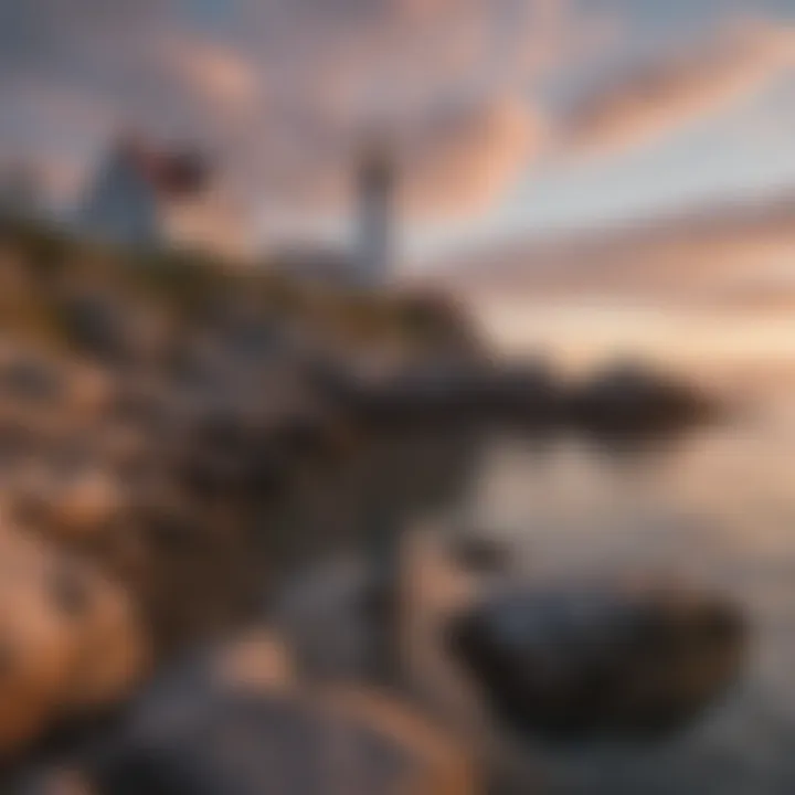 Scenic Portland Head Light at sunrise