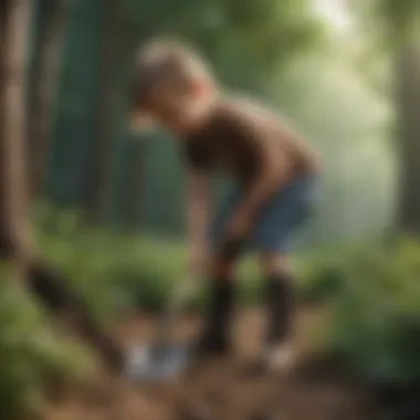 Planting for the Future Illustration of a child planting a tree with a shovel