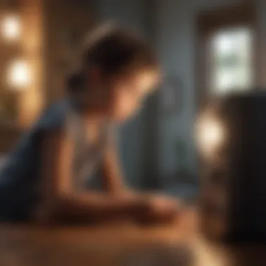 Illustration of a child turning off lights to save energy