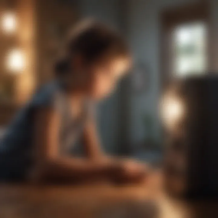 Illustration of a child turning off lights to save energy