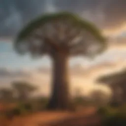 Majestic Baobab Tree in African Rainforest
