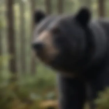 Majestic black bear in forest