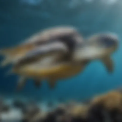 Majestic Blue Sea Turtle Swimming in Georgia Ocean