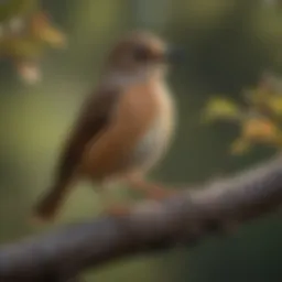 Majestic Brown Small Bird perched on a tree branch