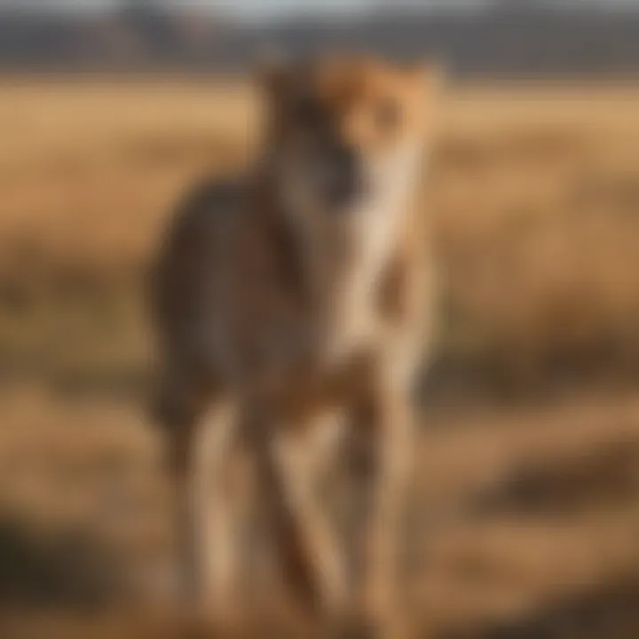 Majestic cheetah sprinting across the grasslands