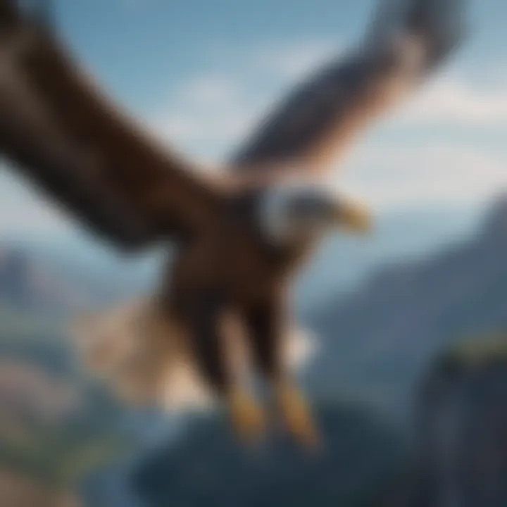 Majestic cool eagle soaring in the sky