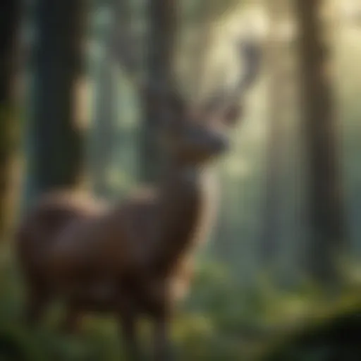 Majestic deer in a lush forest habitat