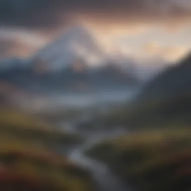Majestic Denali Peak shrouded in mist