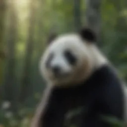 Majestic Giant Panda in Bamboo Forest