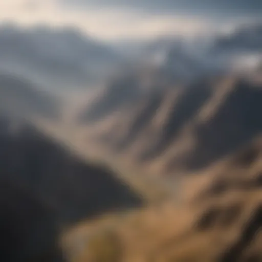 Aerial view of the majestic Hindu Kush mountain range in Afghanistan