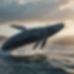 Majestic humpback whale breaching the surface