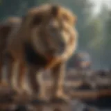 Majestic Lion Amidst Polluted Environment
