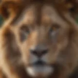 Majestic lion with intense gaze