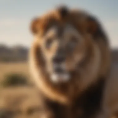 Majestic lion overlooking the African savannah