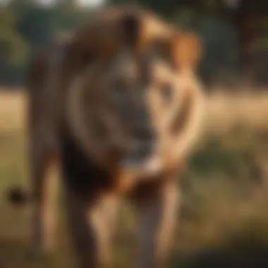 Regal Presence: The Majestic Lion Roaming the Savanna Majestic Lion in Savanna