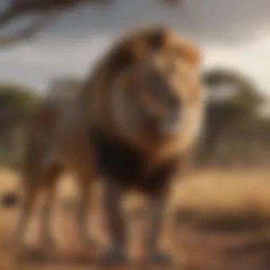 Roaring Majesty Majestic lion in the savannah