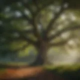 A majestic oak tree with lush green leaves