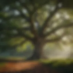A majestic oak tree with lush green leaves