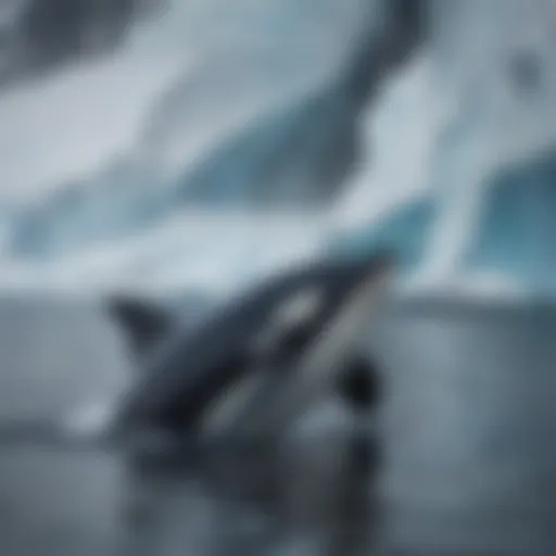 Majestic Orca swimming gracefully in icy Antarctic waters