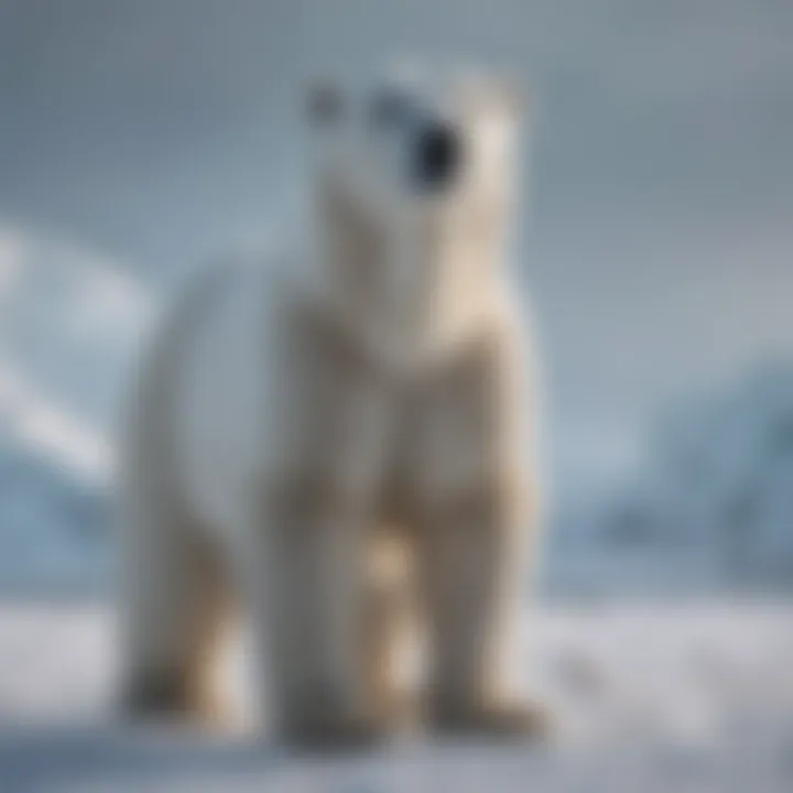 Polar bear standing majestically against snowy backdrop