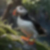 Majestic puffin with vibrant beak in natural habitat