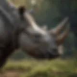 Majestic rhinoceros showcasing its powerful horn in the wild