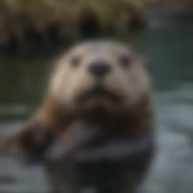 Majestic Sea Otter Grooming Its Fur
