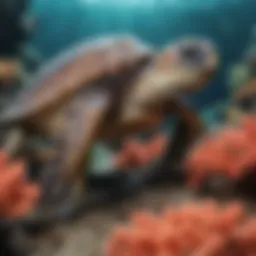 Majestic Sea Turtles Swimming in Coral Reef
