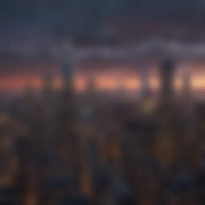 Majestic skyline of New York City at dusk