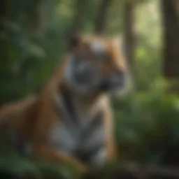 Majestic tiger in lush forest