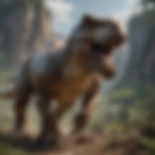 Majestic Tyrannosaurus Rex roaring in prehistoric landscape