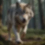 Majestic wolf in pursuit