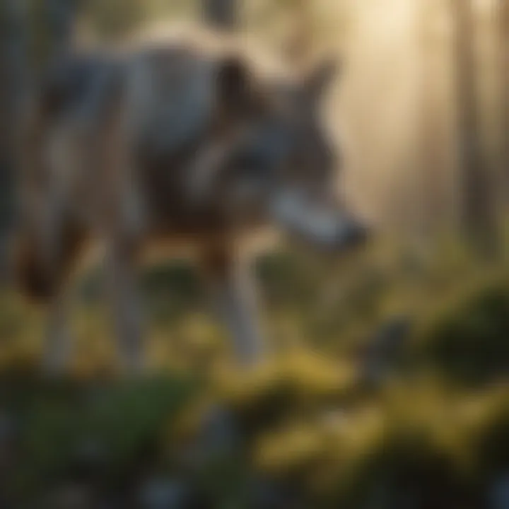 Wild Essence: A Glimpse of the Untamed Majestic wolf in natural habitat