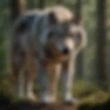 Majestic wolf stalking its prey through the forest