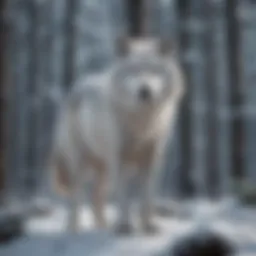 Majestic wolf standing in a snowy forest
