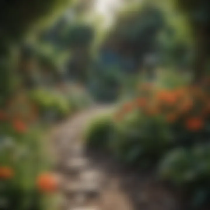 A vibrant garden with various plants and flowers