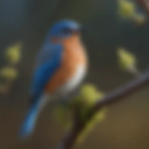Majestic Bluebird perched on a branch
