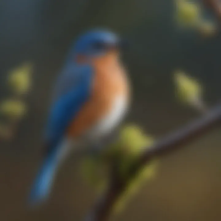 Majestic Bluebird perched on a branch