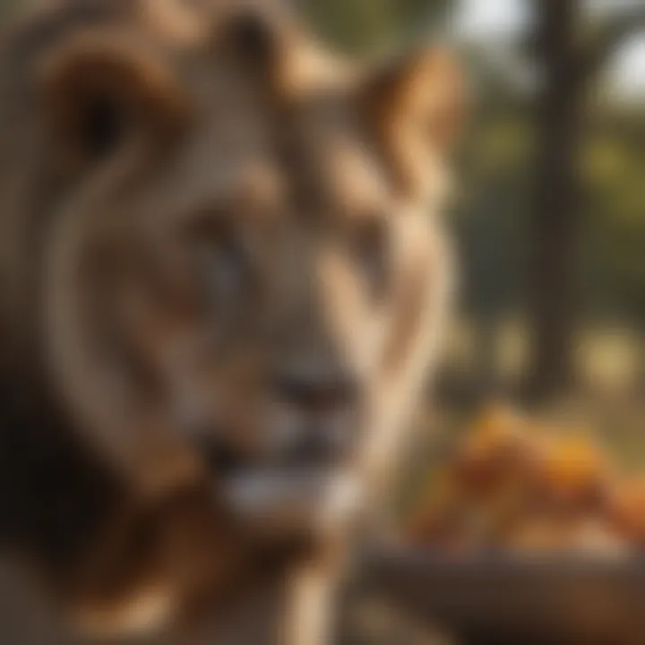 Male lion successfully securing a kill for the pride