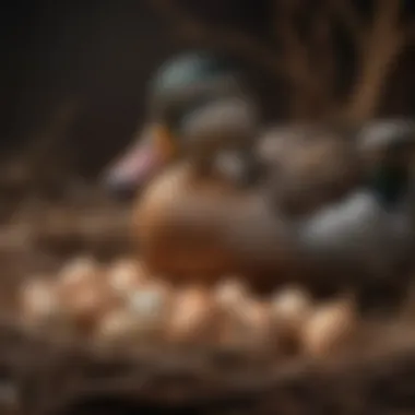 Dedicated Mallard Duck Mother Incubating Eggs Mallard duck mother diligently incubating her eggs in the nest