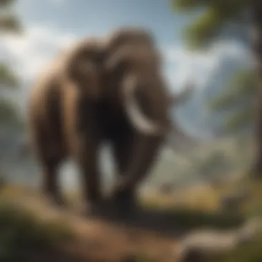 An illustration of an ecosystem with diverse wildlife, emphasizing biodiversity and conservation