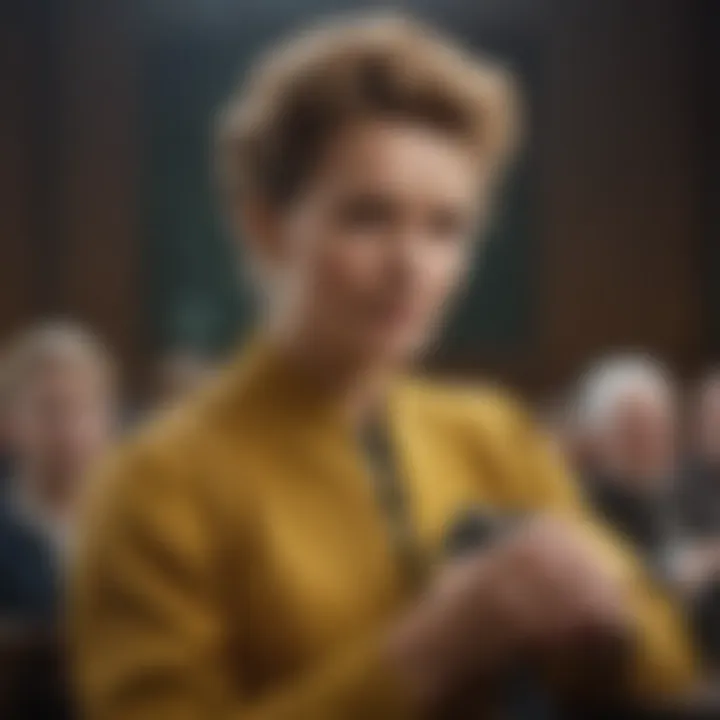 Marie Curie educating students in a lecture hall
