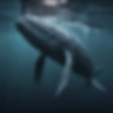 The Majestic Presence of the Blue Whale A stunning underwater photo of a giant blue whale swimming majestically