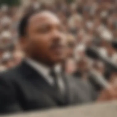 Martin Luther King Jr. delivering his iconic 'I Have a Dream' speech at the March on Washington