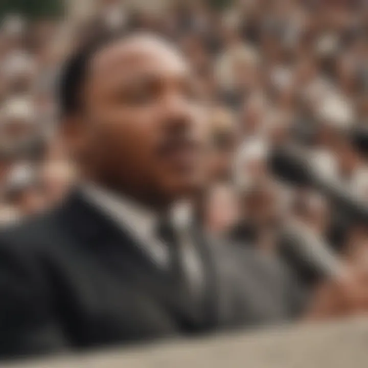 Martin Luther King Jr. delivering his iconic 'I Have a Dream' speech at the March on Washington