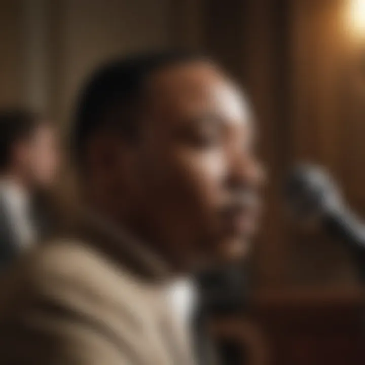 Martin Luther King Jr. listening intently to a speech