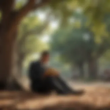 Martin Luther King Jr. reading books under a tree